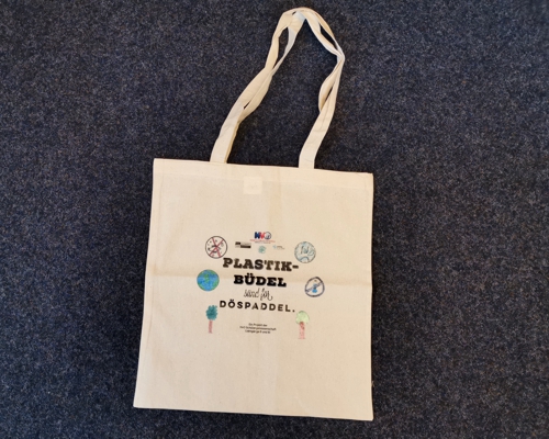Baumwolltasche mit Aufdruck "Plastikbüdel sünd för Döspaddel"