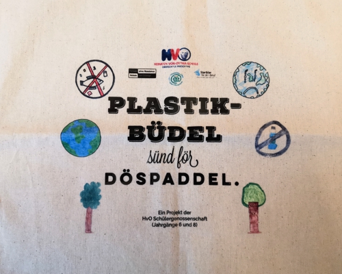 Baumwolltasche mit Aufdruck "Plastikbüdel sünd för Döspaddel" – Bild 2